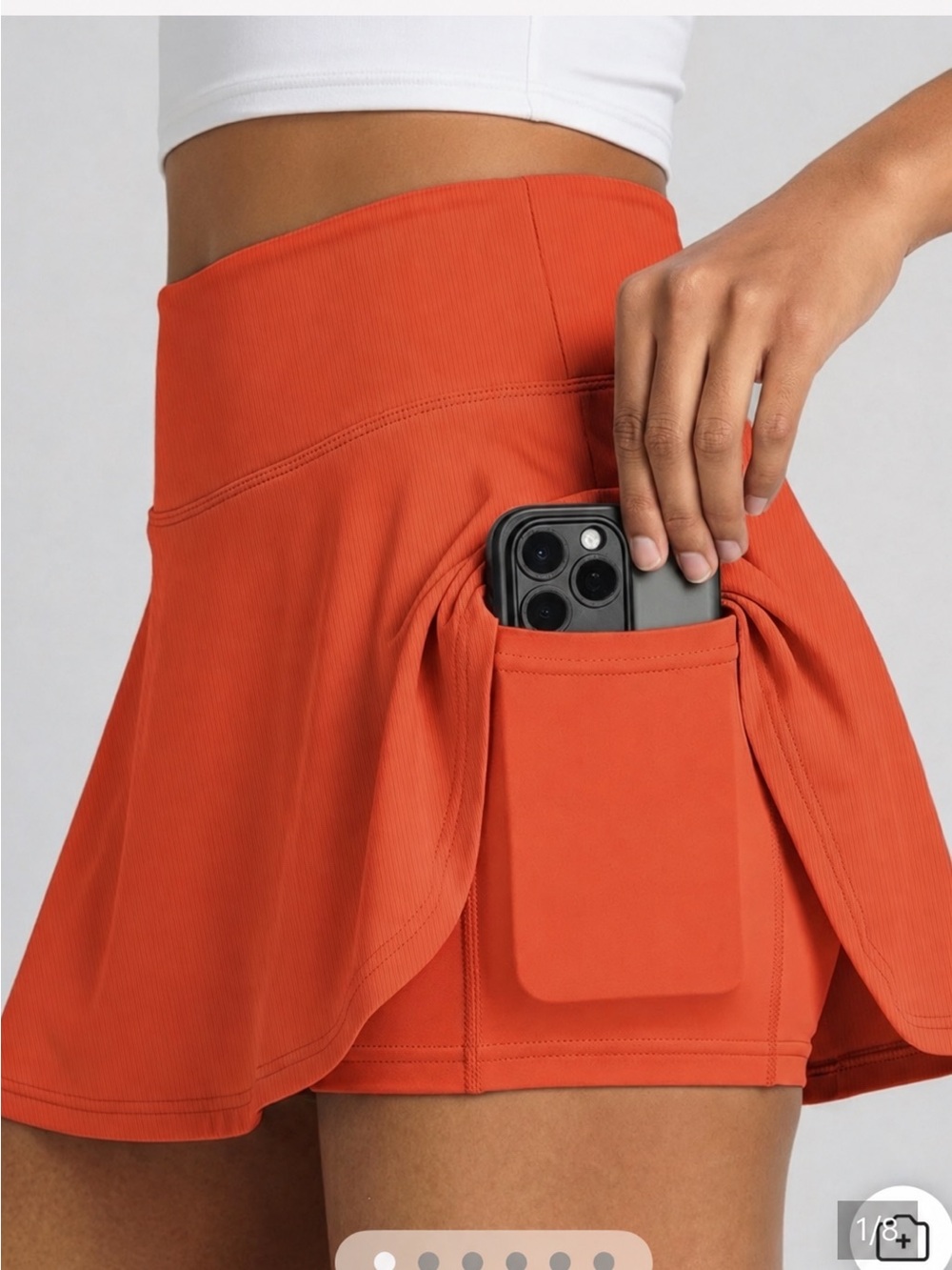 Flattering Orange Circle Skater Skirt - High-Waist Active Style